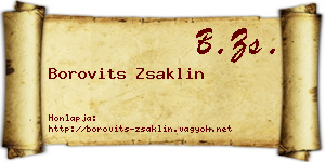 Borovits Zsaklin névjegykártya